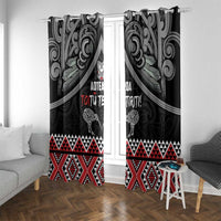 Aotearoa Toitu Te Tiriti Waitangi Window Curtain Proud To Be Maori LT01 With Grommets Black - Polynesian Pride