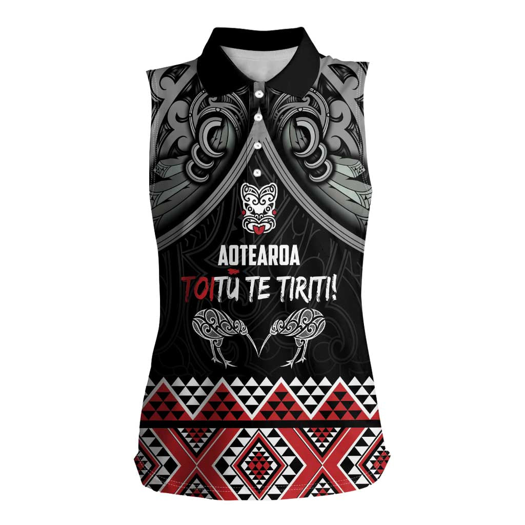 Aotearoa Toitu Te Tiriti Waitangi Women Sleeveless Polo Shirt Proud To Be Maori