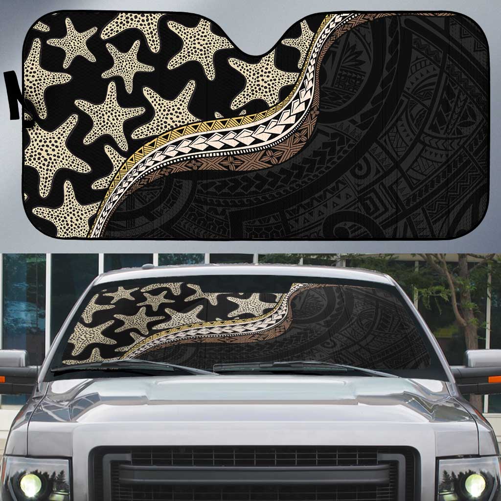 Beige Polynesian Starfish Unique Pattern Auto Sun Shade LT01 Beige - Polynesian Pride