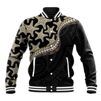Beige Polynesian Starfish Unique Pattern Baseball Jacket LT01 Unisex Beige - Polynesian Pride