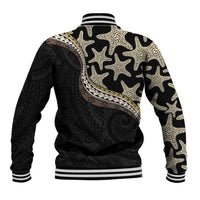 Beige Polynesian Starfish Unique Pattern Baseball Jacket LT01 - Polynesian Pride