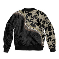 Beige Polynesian Starfish Unique Pattern Bomber Jacket