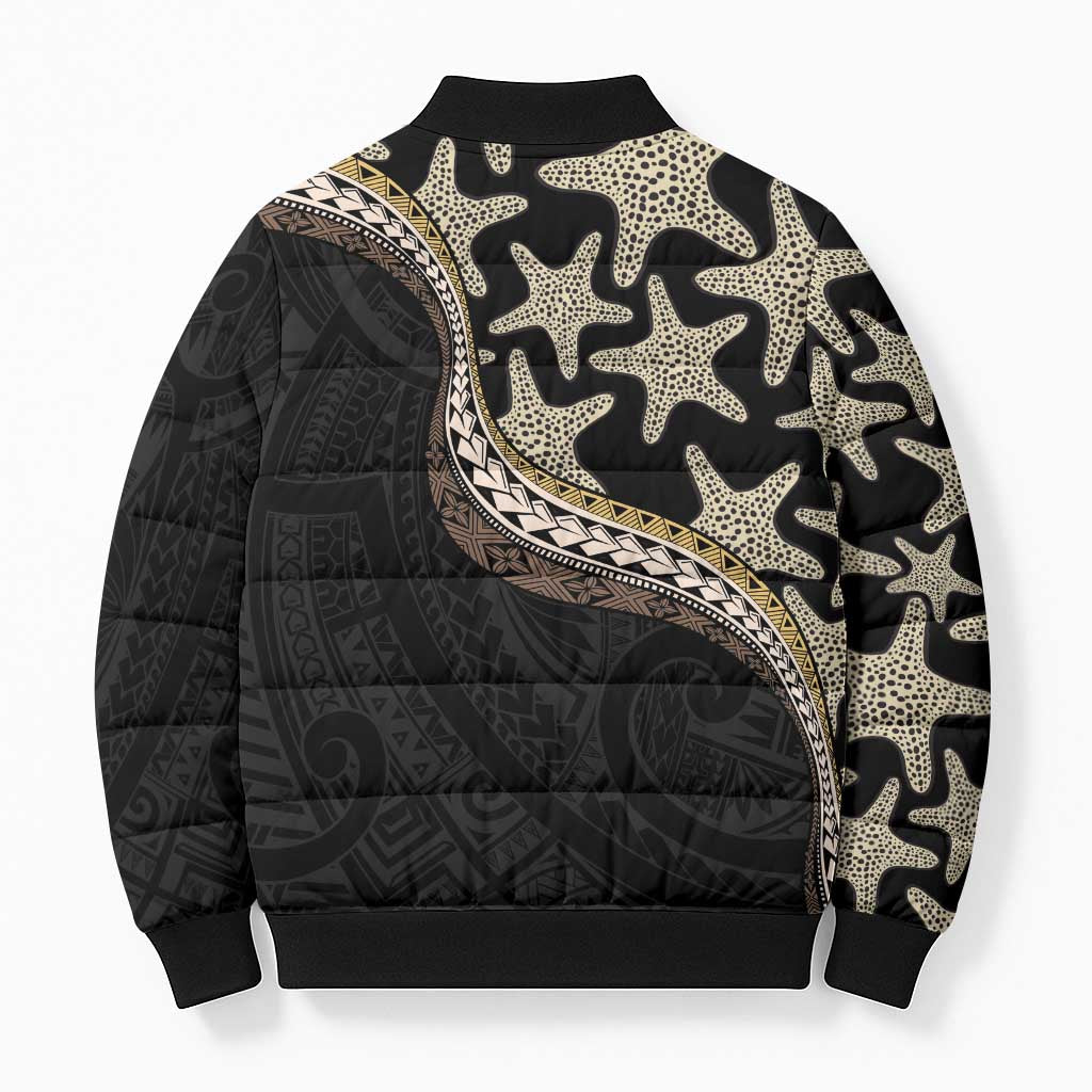 Beige Polynesian Starfish Unique Pattern Bomber Puffer Jacket LT01 - Polynesian Pride