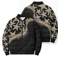 Beige Polynesian Starfish Unique Pattern Bomber Puffer Jacket LT01 - Polynesian Pride