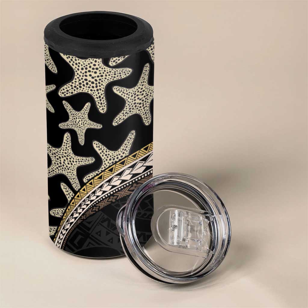 Beige Polynesian Starfish Unique Pattern 4 in 1 Can Cooler Tumbler LT01 - Polynesian Pride