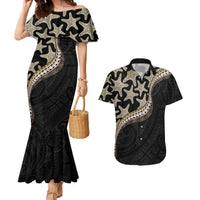 Beige Polynesian Starfish Unique Pattern Couples Matching Mermaid Dress and Hawaiian Shirt LT01 Beige - Polynesian Pride