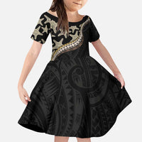 Beige Polynesian Starfish Unique Pattern Family Matching Summer Maxi Dress and Hawaiian Shirt LT01 Daughter's Dress Beige - Polynesian Pride