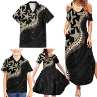 Beige Polynesian Starfish Unique Pattern Family Matching Summer Maxi Dress and Hawaiian Shirt LT01 - Polynesian Pride