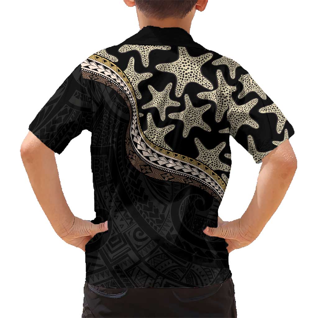 Beige Polynesian Starfish Unique Pattern Family Matching Tank Maxi Dress and Hawaiian Shirt LT01 - Polynesian Pride