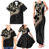 Beige Polynesian Starfish Unique Pattern Family Matching Tank Maxi Dress and Hawaiian Shirt LT01 - Polynesian Pride