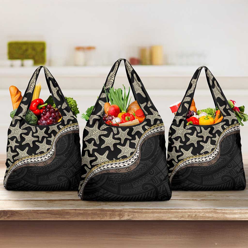 Beige Polynesian Starfish Unique Pattern Grocery Bag LT01 3-pack One Size Beige - Polynesian Pride