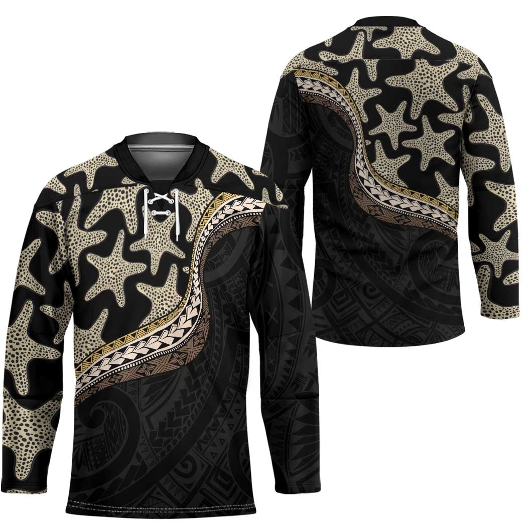 Beige Polynesian Starfish Unique Pattern Hockey Jersey LT01 - Polynesian Pride