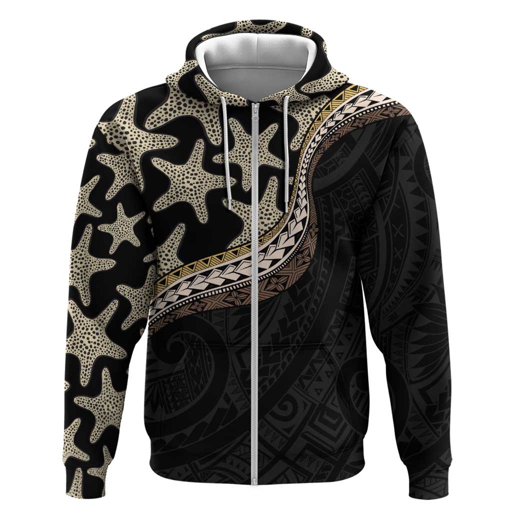 Beige Polynesian Starfish Unique Pattern Hoodie LT01 Zip Hoodie Beige - Polynesian Pride