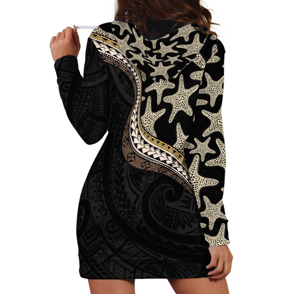 Beige Polynesian Starfish Unique Pattern Hoodie Dress LT01 - Polynesian Pride