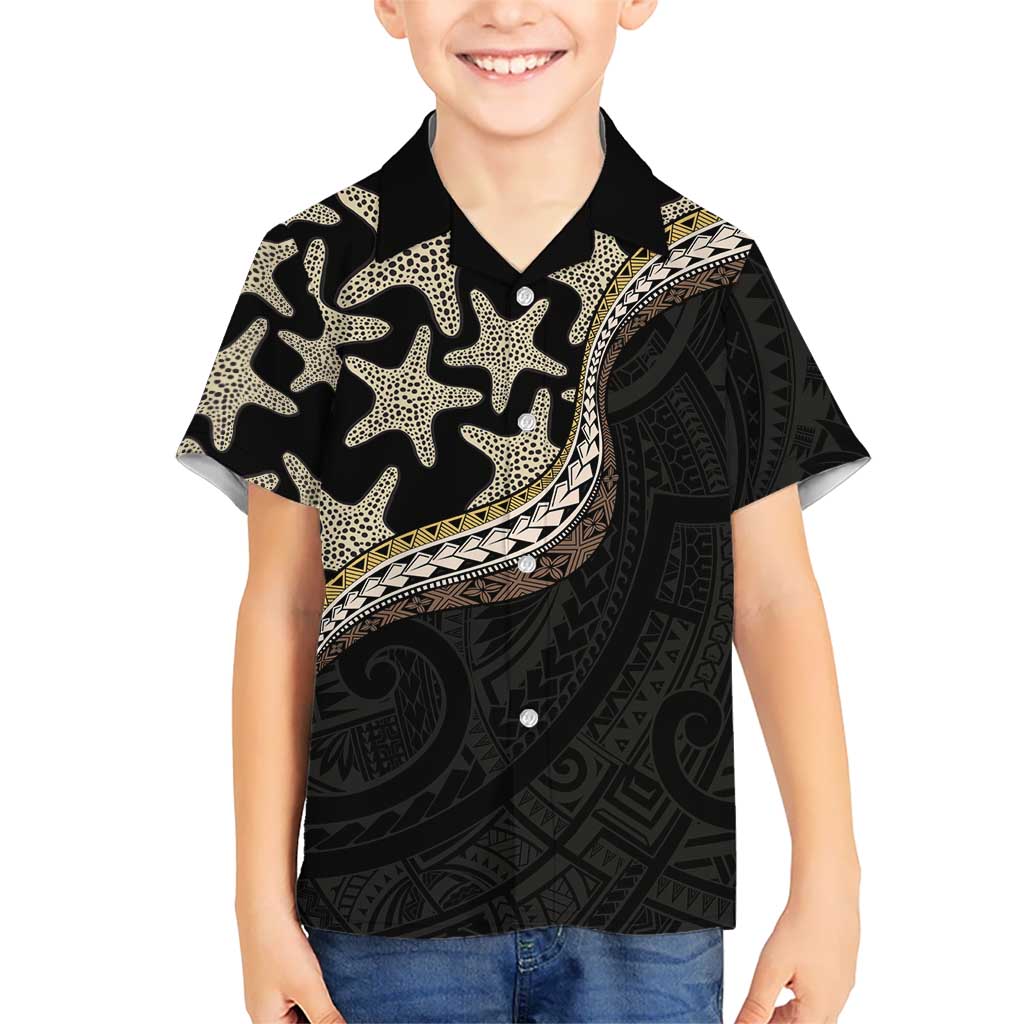 Beige Polynesian Starfish Unique Pattern Kid Hawaiian Shirt LT01 Kid Beige - Polynesian Pride