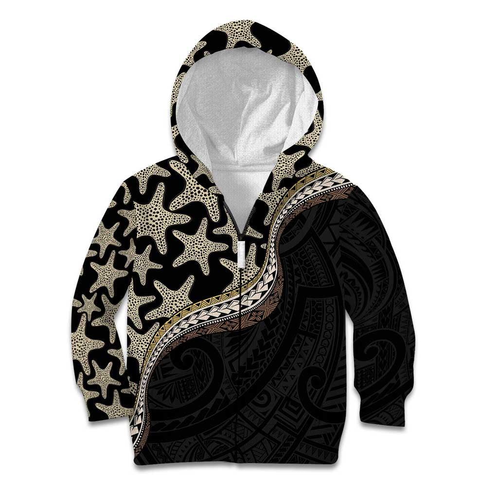 Beige Polynesian Starfish Unique Pattern Kid Hoodie LT01 Zip Hoodie Beige - Polynesian Pride