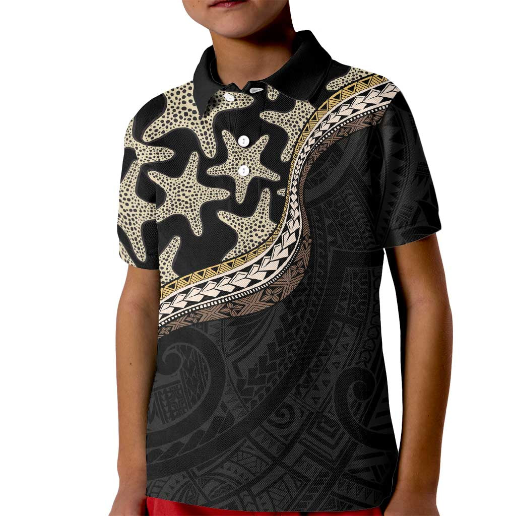 Beige Polynesian Starfish Unique Pattern Kid Polo Shirt LT01 Kid Beige - Polynesian Pride