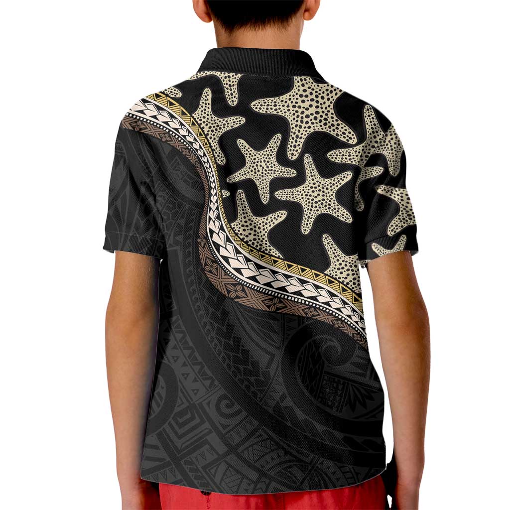 Beige Polynesian Starfish Unique Pattern Kid Polo Shirt LT01 - Polynesian Pride
