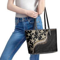 Beige Polynesian Starfish Unique Pattern Leather Tote Bag LT01 - Polynesian Pride