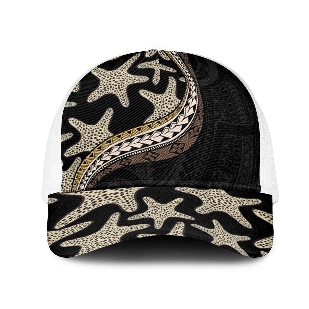 Beige Polynesian Starfish Unique Pattern Mesh Trucker Cap LT01 One Size White Beige - Polynesian Pride