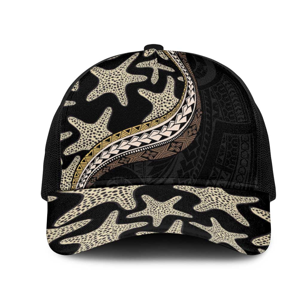 Beige Polynesian Starfish Unique Pattern Mesh Trucker Cap LT01 One Size Black Beige - Polynesian Pride