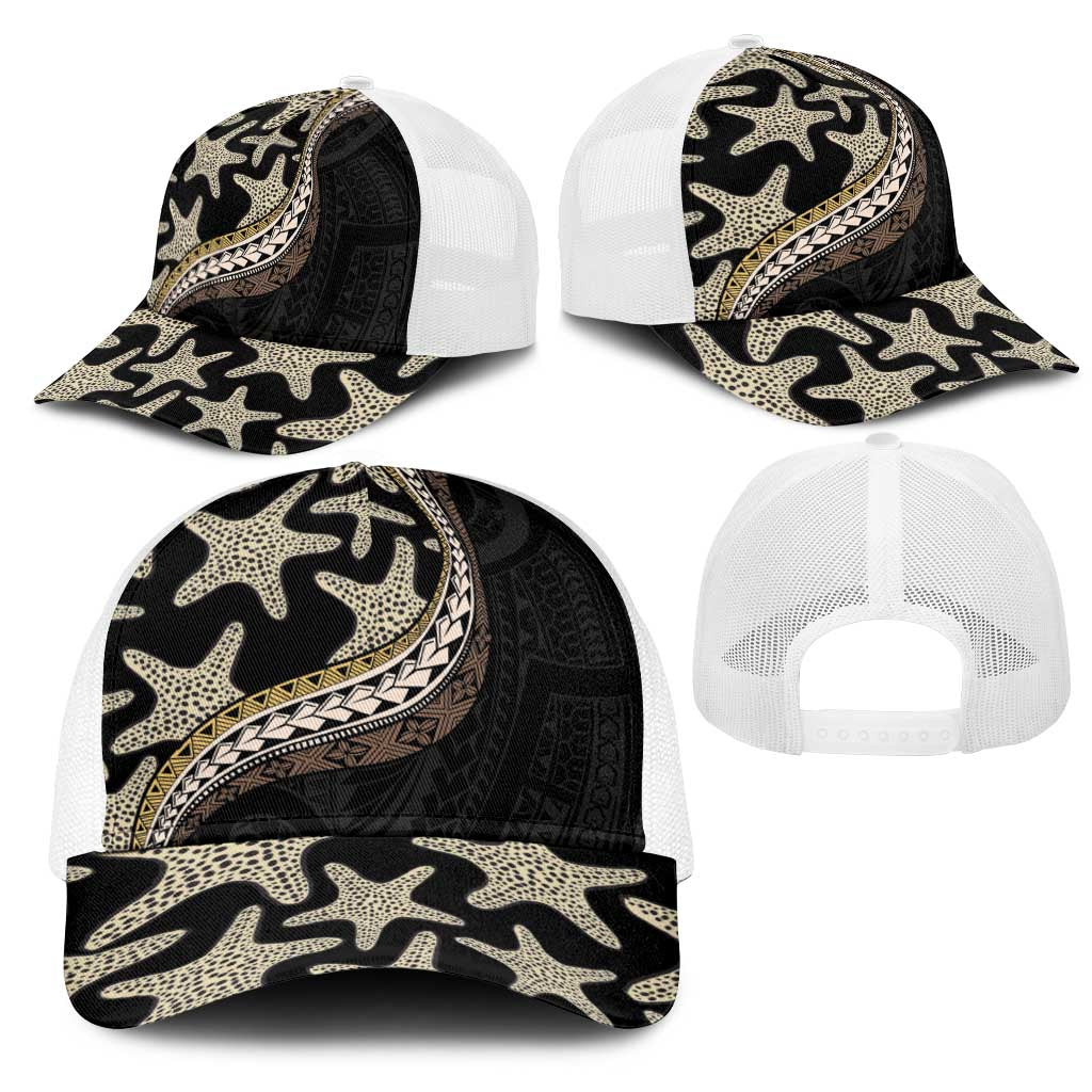 Beige Polynesian Starfish Unique Pattern Mesh Trucker Cap LT01 - Polynesian Pride