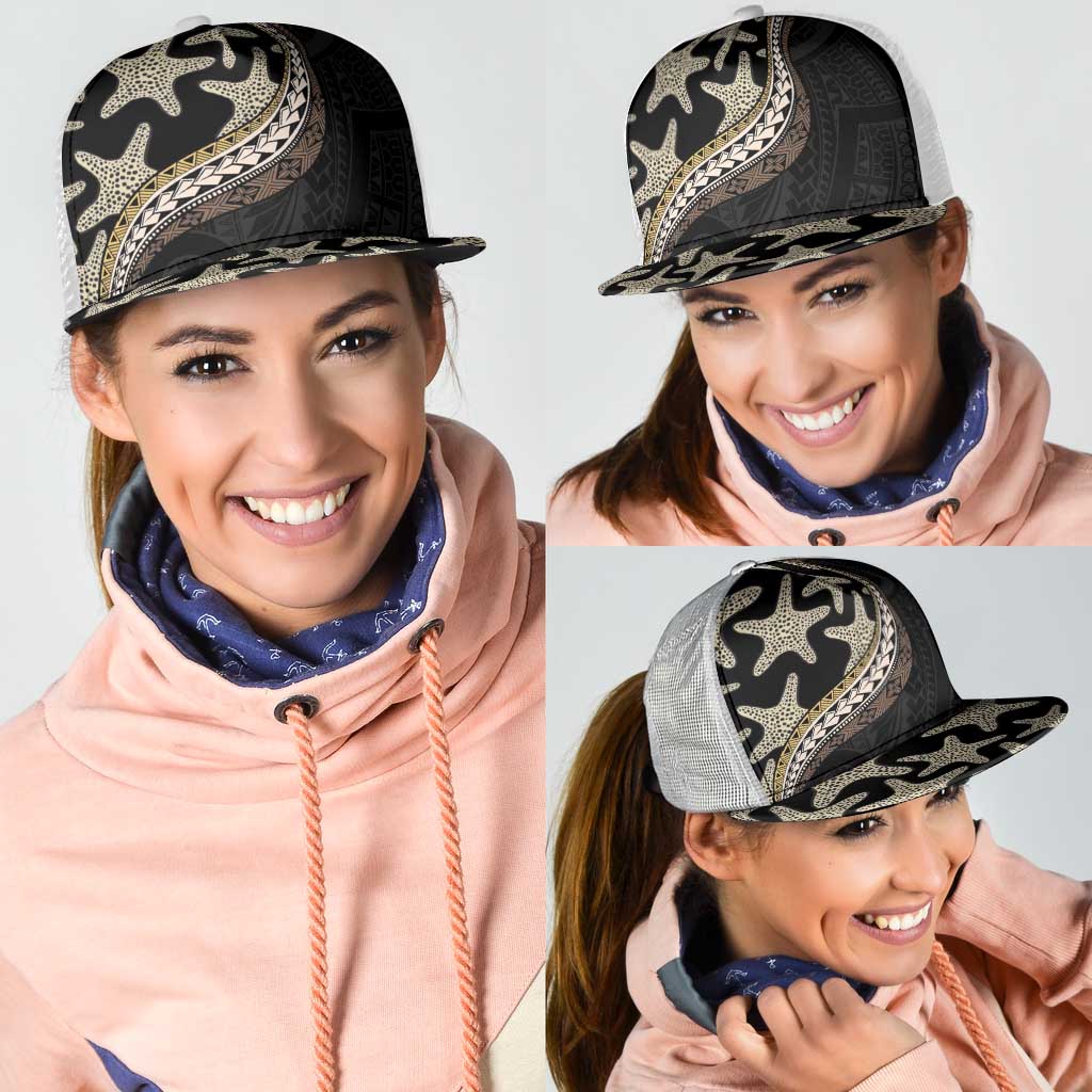 Beige Polynesian Starfish Unique Pattern Mesh Trucker Cap LT01 - Polynesian Pride