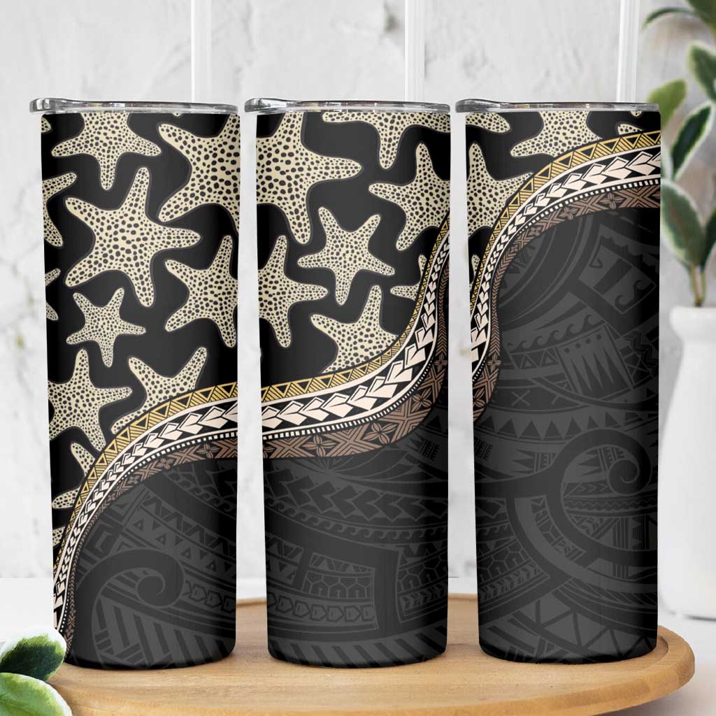 Beige Polynesian Starfish Unique Pattern Skinny Tumbler LT01 - Polynesian Pride