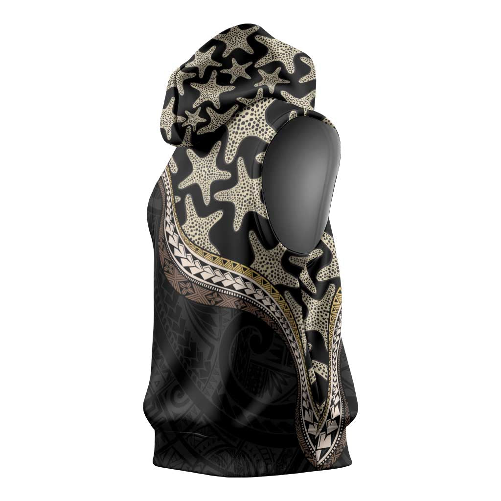 Beige Polynesian Starfish Unique Pattern Sleeveless Hoodie LT01 - Polynesian Pride