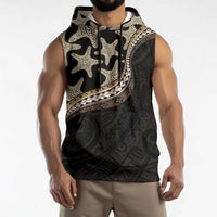 Beige Polynesian Starfish Unique Pattern Sleeveless Hoodie LT01 - Polynesian Pride