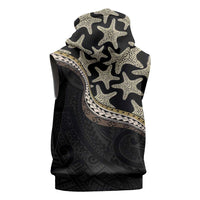 Beige Polynesian Starfish Unique Pattern Sleeveless Zip Hoodie LT01 - Polynesian Pride