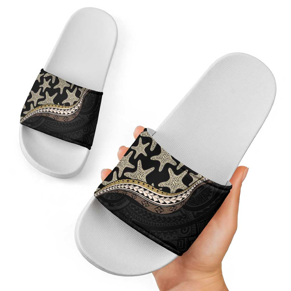 Beige Polynesian Starfish Unique Pattern Slide Sandals LT01 - Polynesian Pride