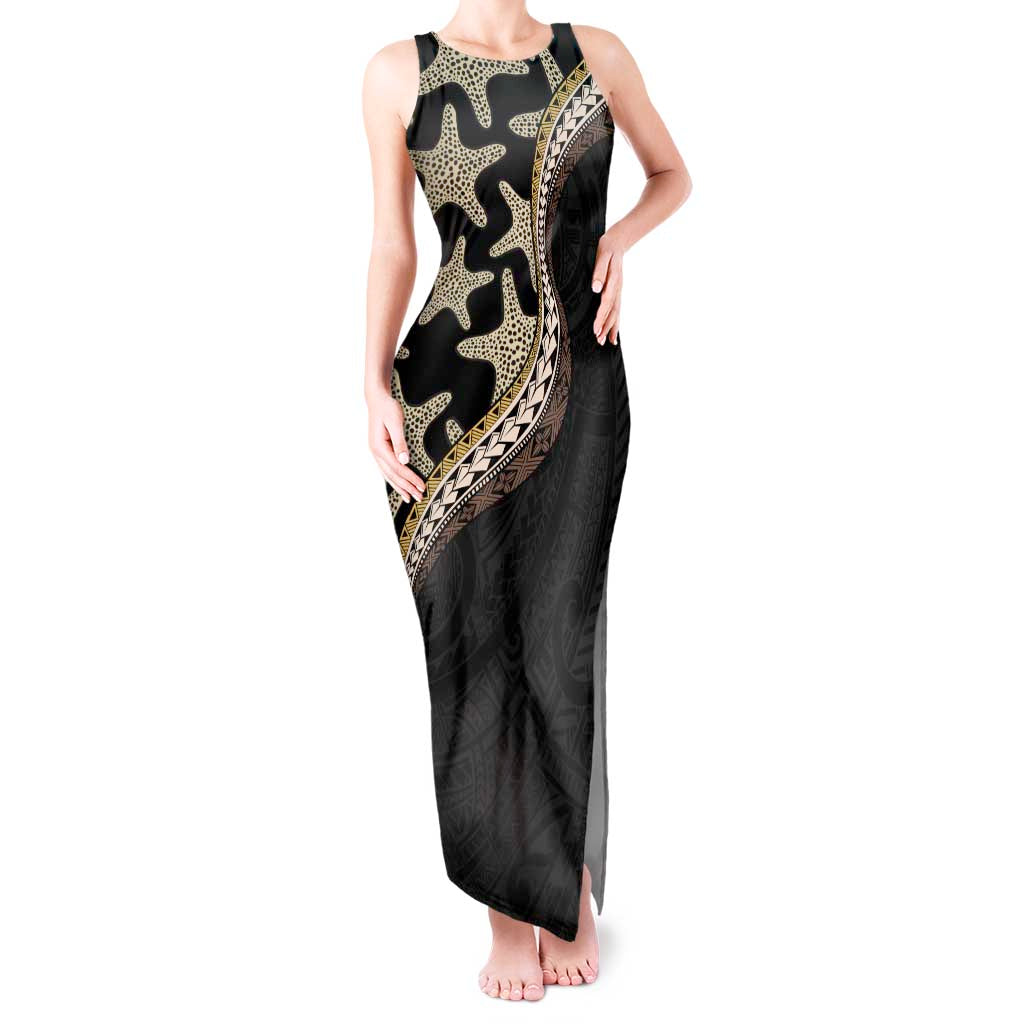 Beige Polynesian Starfish Unique Pattern Tank Maxi Dress LT01 Women Beige - Polynesian Pride