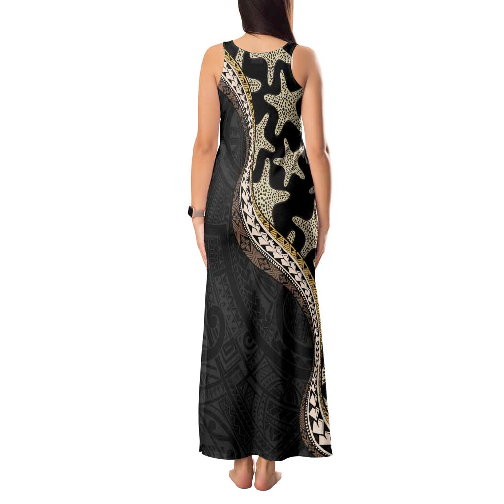 Beige Polynesian Starfish Unique Pattern Tank Maxi Dress LT01 - Polynesian Pride