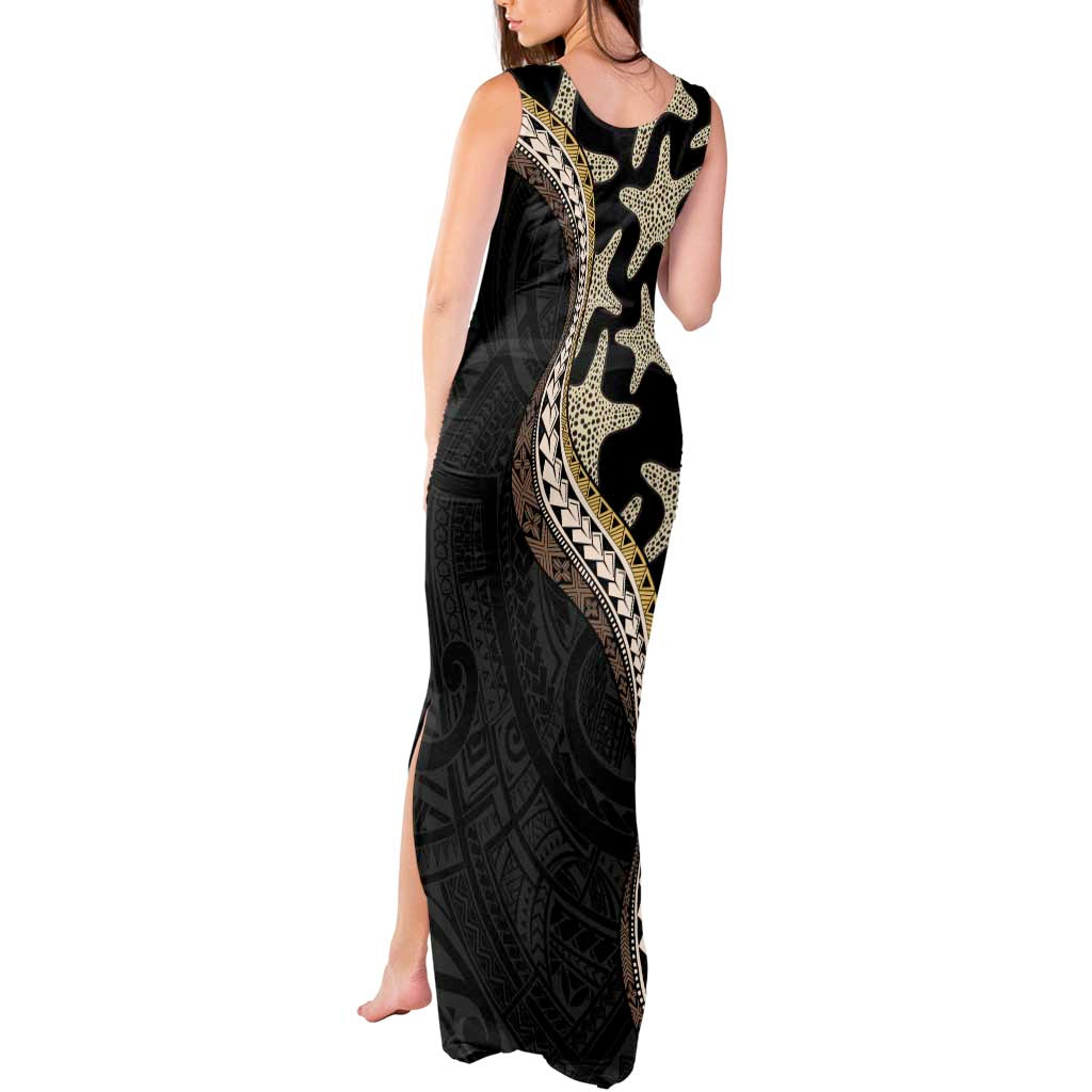 Beige Polynesian Starfish Unique Pattern Tank Maxi Dress LT01 - Polynesian Pride
