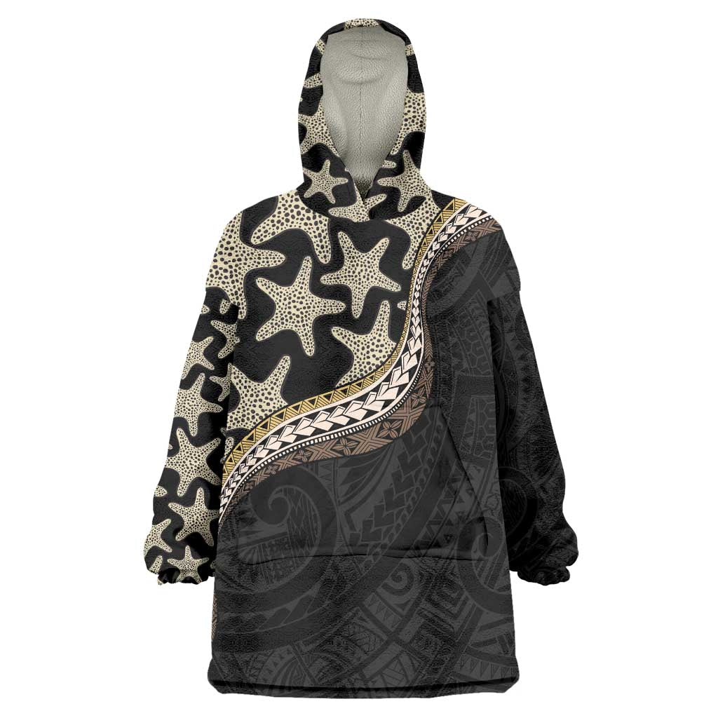 Beige Polynesian Starfish Unique Pattern Wearable Blanket Hoodie LT01 One Size Beige - Polynesian Pride