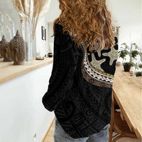 Beige Polynesian Starfish Unique Pattern Women Casual Shirt LT01 - Polynesian Pride