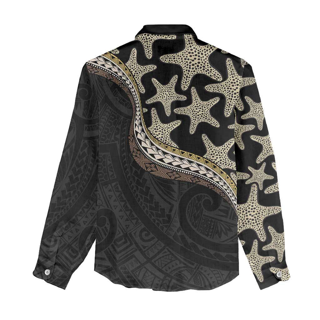 Beige Polynesian Starfish Unique Pattern Women Casual Shirt LT01 - Polynesian Pride