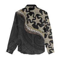 Beige Polynesian Starfish Unique Pattern Women Casual Shirt LT01 - Polynesian Pride
