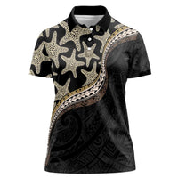 Beige Polynesian Starfish Unique Pattern Women Polo Shirt LT01 Female Beige - Polynesian Pride