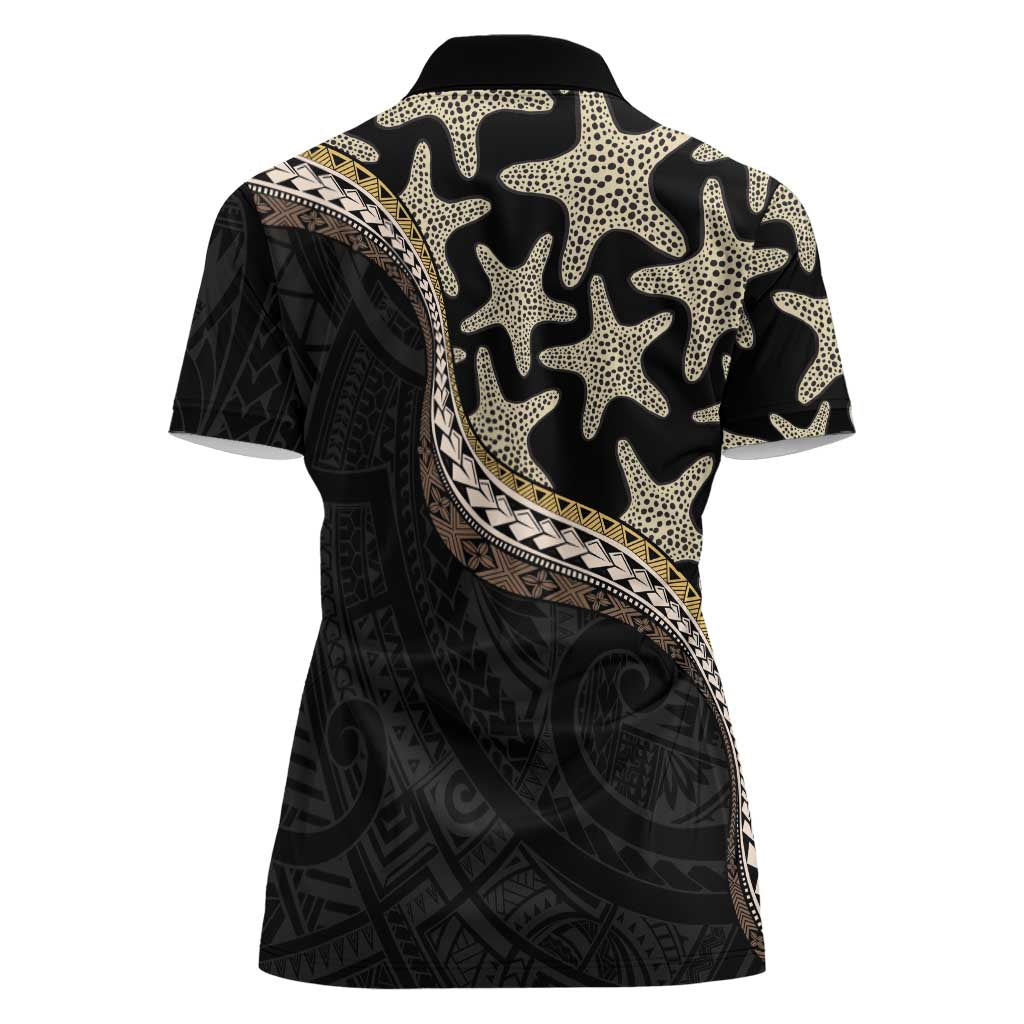 Beige Polynesian Starfish Unique Pattern Women Polo Shirt LT01 - Polynesian Pride