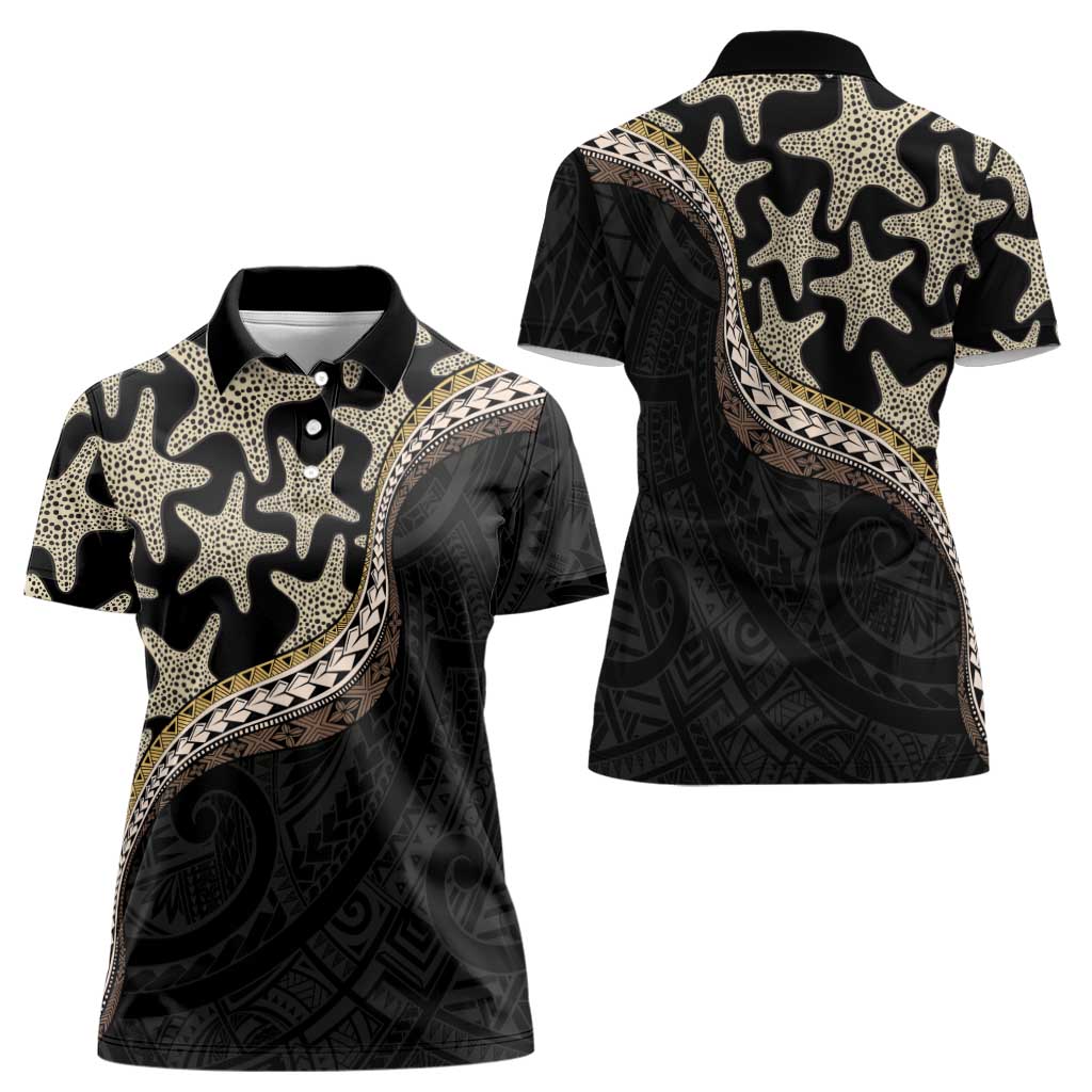 Beige Polynesian Starfish Unique Pattern Women Polo Shirt LT01 - Polynesian Pride