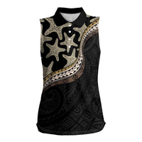Beige Polynesian Starfish Unique Pattern Women Sleeveless Polo Shirt LT01 Female Beige - Polynesian Pride