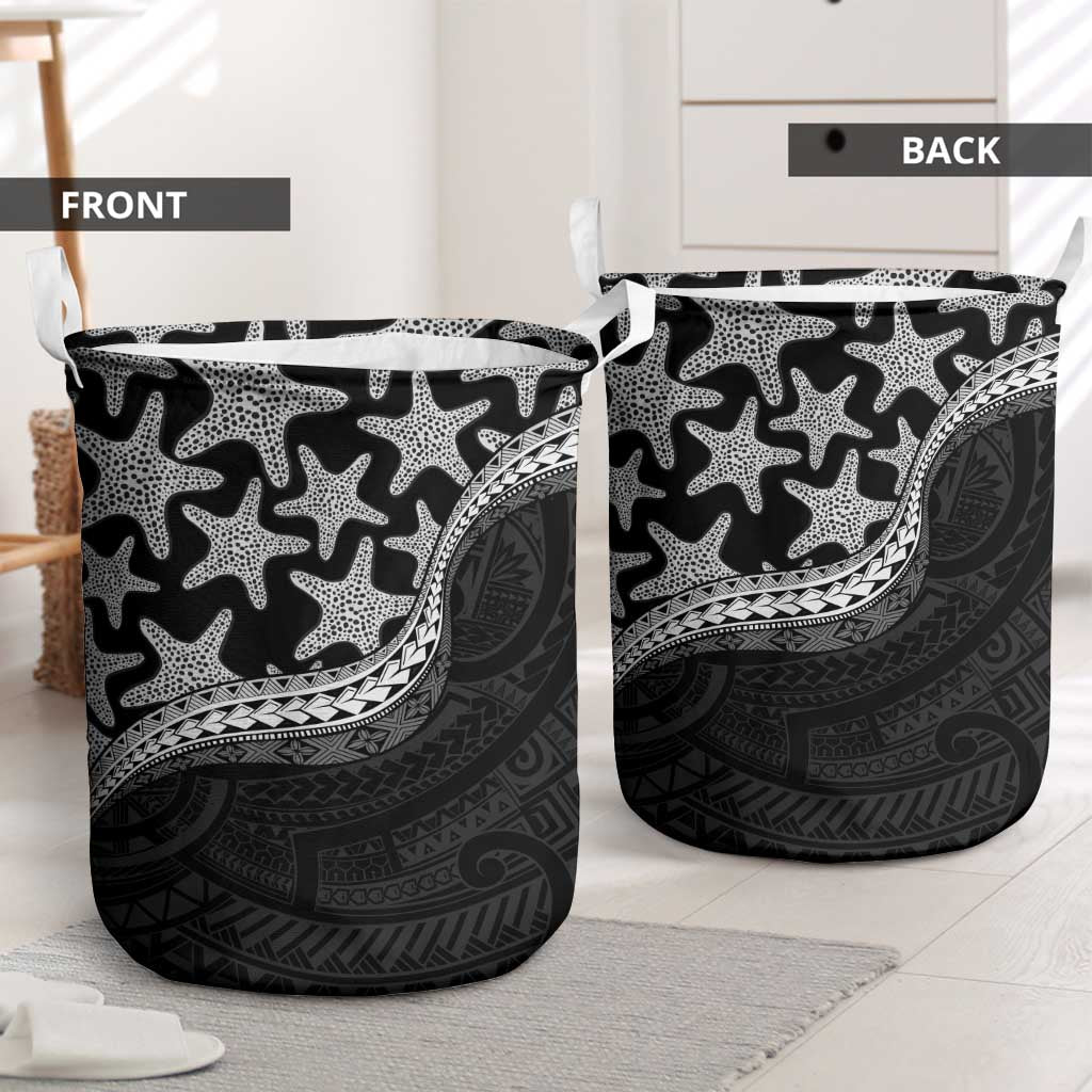 Monotone Polynesian Starfish Unique Pattern Laundry Basket LT01 - Polynesian Pride