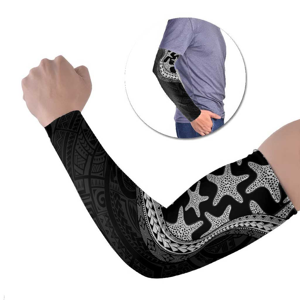 Monotone Polynesian Starfish Unique Pattern Arm Sleeves LT01 Set of 2 Black - Polynesian Pride