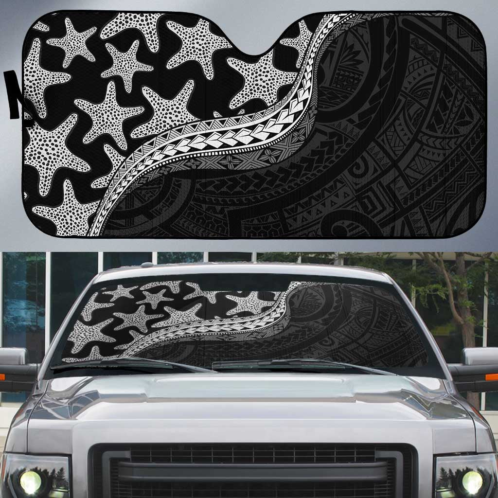 Monotone Polynesian Starfish Unique Pattern Auto Sun Shade LT01 Black - Polynesian Pride