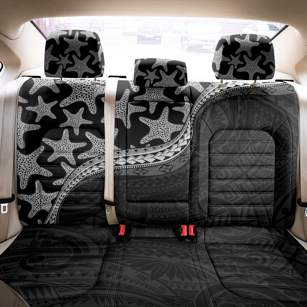 Monotone Polynesian Starfish Unique Pattern Back Car Seat Cover LT01 - Polynesian Pride