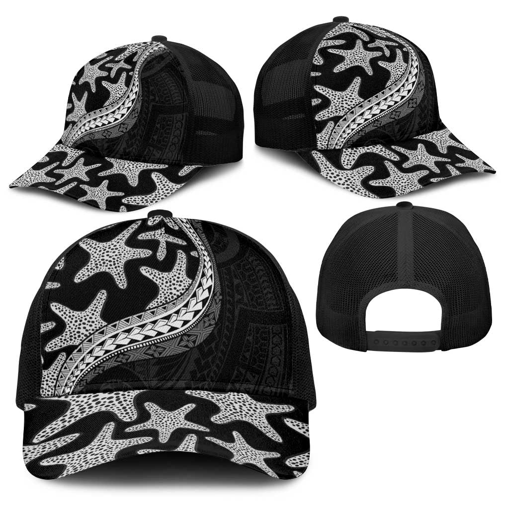 Monotone Polynesian Starfish Unique Pattern Baseball Net Cap LT01 - Polynesian Pride