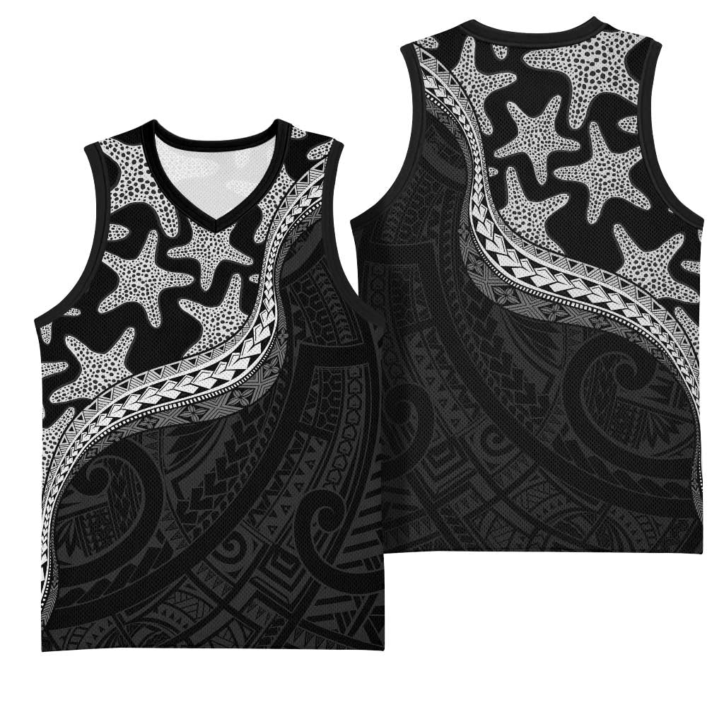 Monotone Polynesian Starfish Unique Pattern Basketball Jersey LT01 - Polynesian Pride