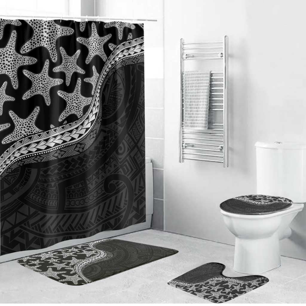 Monotone Polynesian Starfish Unique Pattern Bathroom Set LT01 Bathroom Set (4 pcs) Black - Polynesian Pride